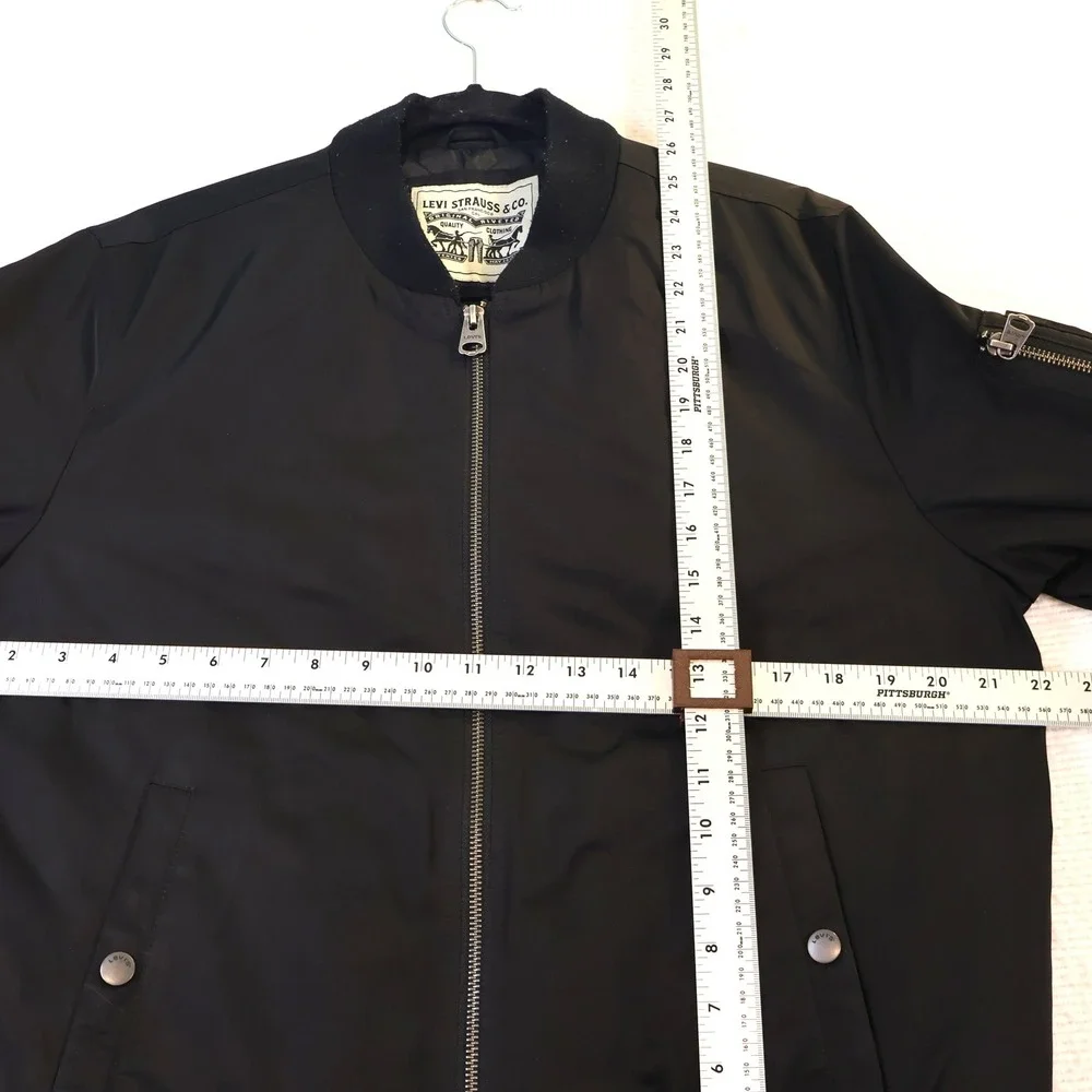 Levi Mens M Bomber Jacket Black Prototype Sample Quilted Zip Up Utility Pocket